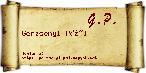 Gerzsenyi Pál névjegykártya